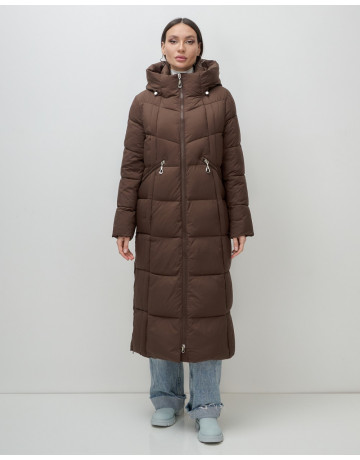Длинный зимний пуховик для женщин с капюшоном