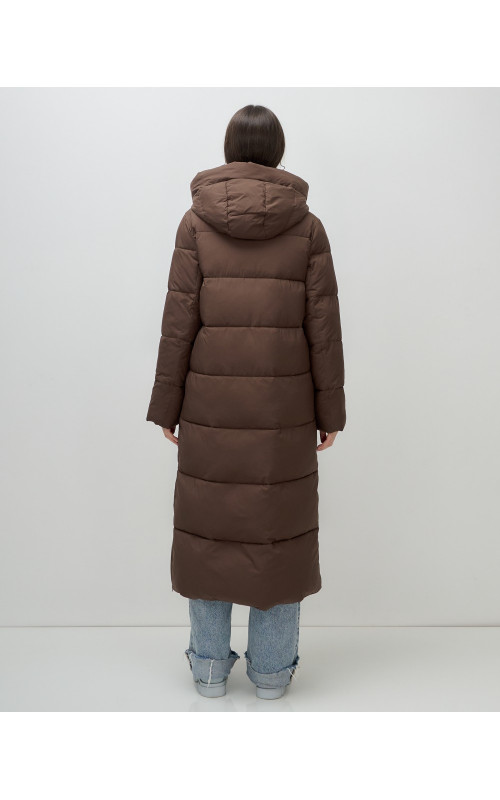 Длинный зимний пуховик для женщин с капюшоном