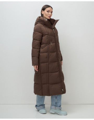 Длинный зимний пуховик для женщин с капюшоном