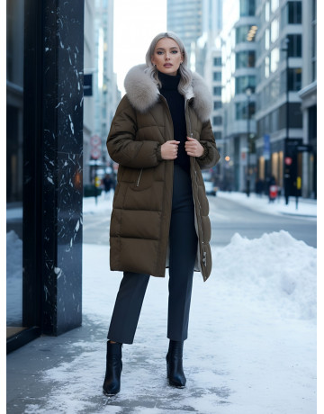 Длинный зимний пуховик премиум-класса