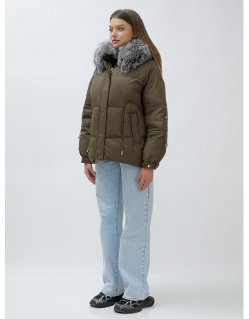 Женская зимняя куртка с мехом чернобурки.