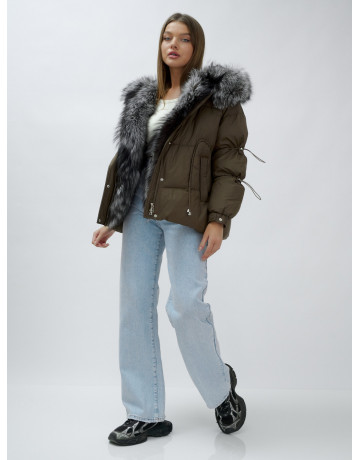Женская зимняя куртка с мехом чернобурки.