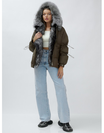 Женская зимняя куртка с мехом чернобурки.