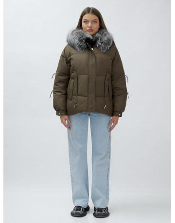 Женская зимняя куртка с мехом чернобурки.