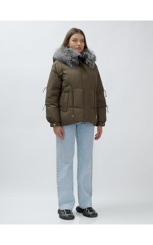 Женская зимняя куртка с мехом чернобурки.
