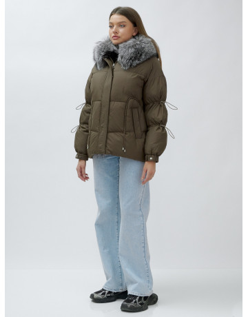 Женская зимняя куртка с мехом чернобурки.