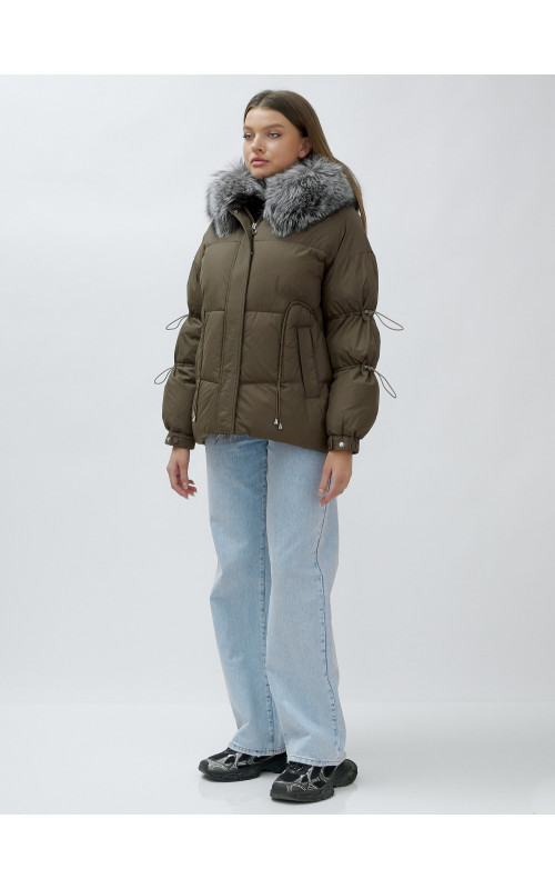 Женская зимняя куртка с мехом чернобурки.