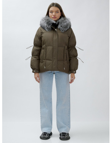Женская зимняя куртка с мехом чернобурки.
