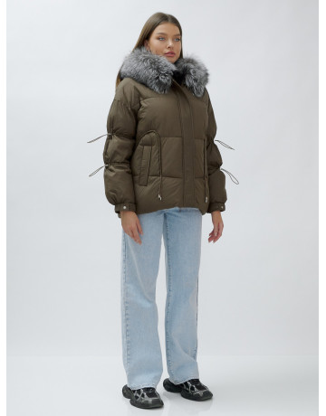 Женская зимняя куртка с мехом чернобурки.