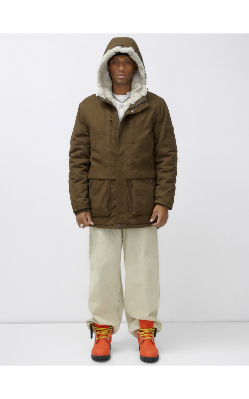 Зимняя мужская парка с капюшоном для активного отдыха.