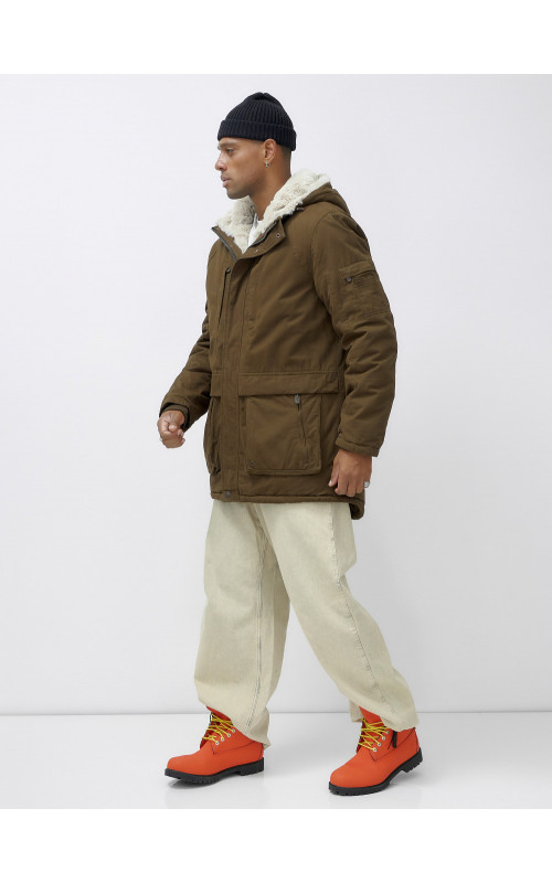 Зимняя мужская парка с капюшоном для активного отдыха.