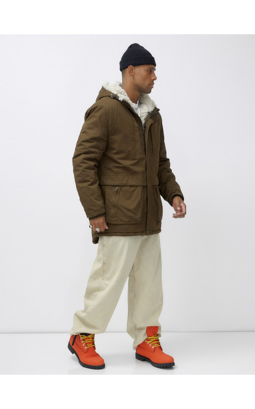 Зимняя мужская парка с капюшоном для активного отдыха.