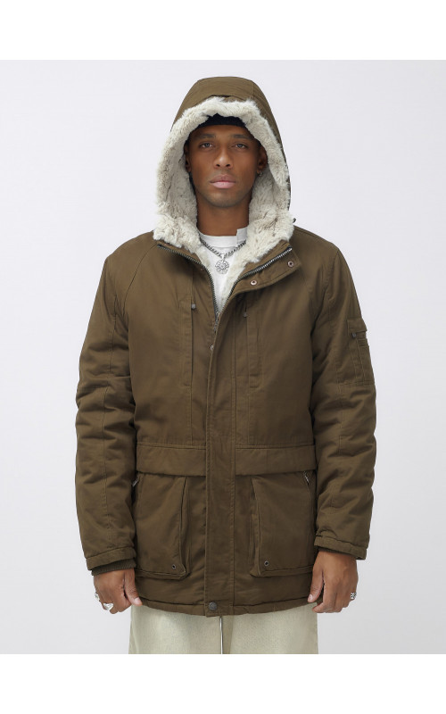 Зимняя мужская парка с капюшоном для активного отдыха.