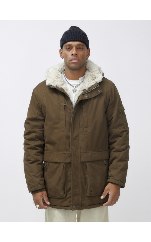 Зимняя мужская парка с капюшоном для активного отдыха.