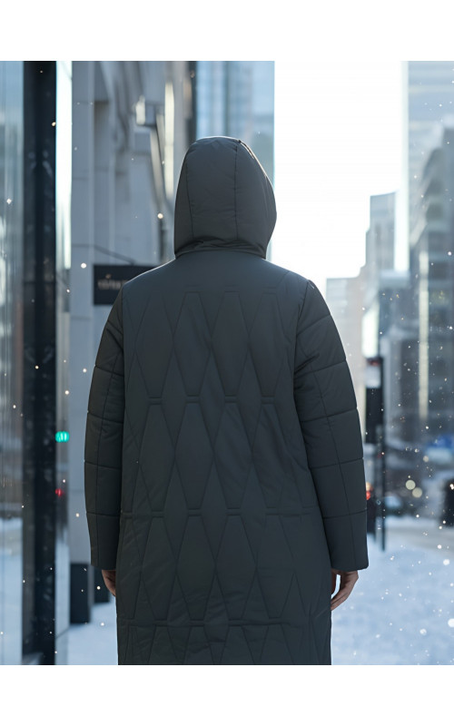 Длинный зимний пуховик для женщин больших размеров