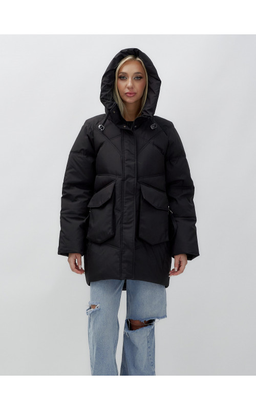 Зимняя куртка в стиле летучая мышь с капюшоном для активного отдыха.