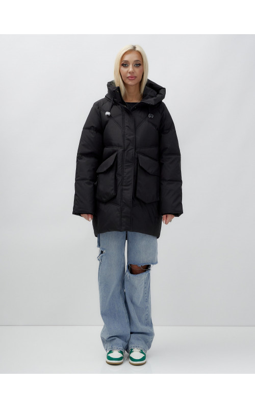 Зимняя куртка в стиле летучая мышь с капюшоном для активного отдыха.