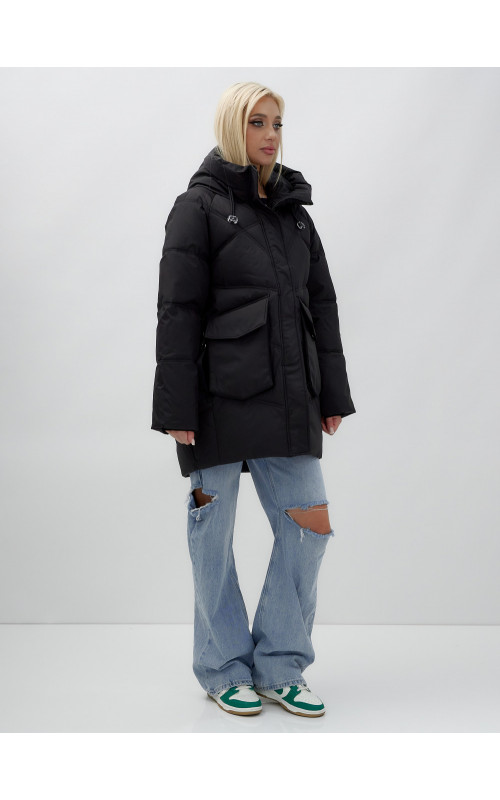 Зимняя куртка в стиле летучая мышь с капюшоном для активного отдыха.