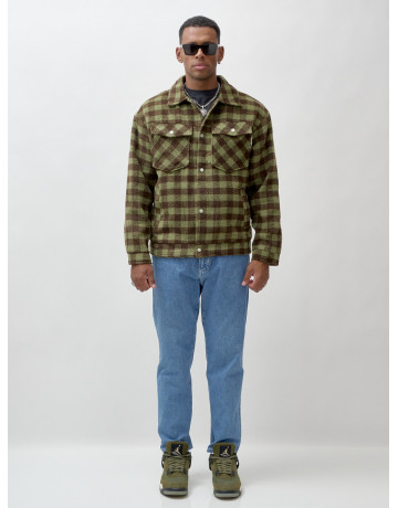 Мужская шерстяная рубашка прямого кроя в клетку.