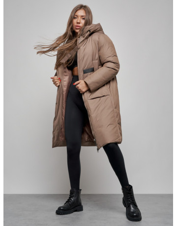 Длинный женский пуховик для зимы
