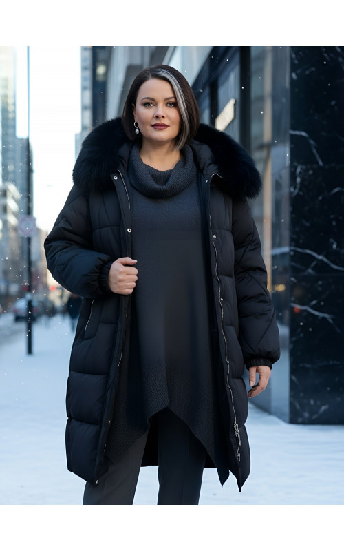 Длинный зимний пуховик премиум-класса.