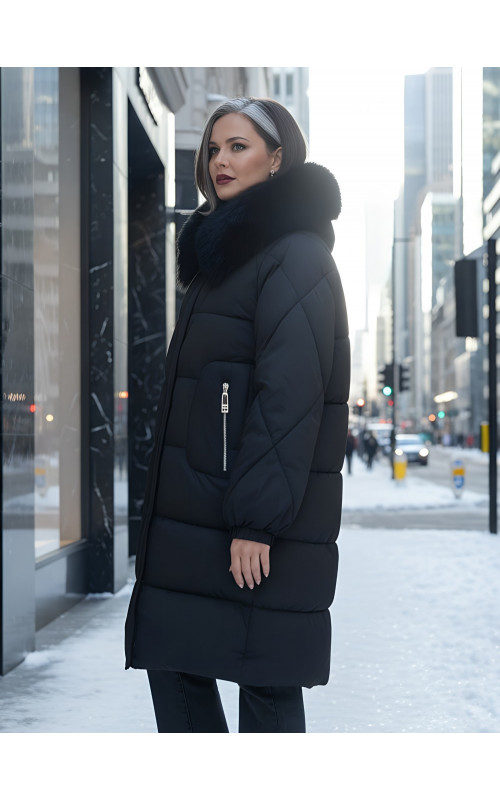 Длинный зимний пуховик премиум-класса.
