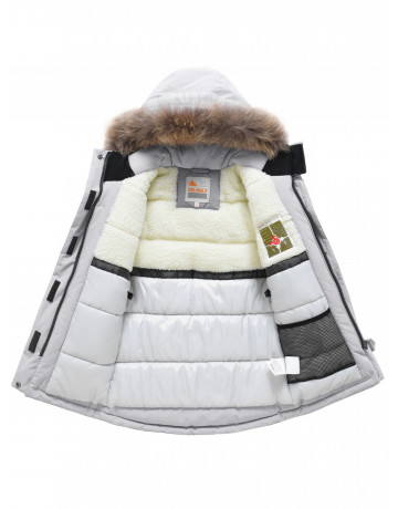 Детская зимняя парка для девочки, розовая с капюшоном, утеплённая.