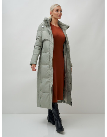 Длинный зимний пуховик с капюшоном для женщин