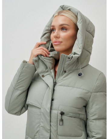 Длинный зимний пуховик с капюшоном для женщин