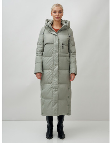 Длинный зимний пуховик с капюшоном для женщин