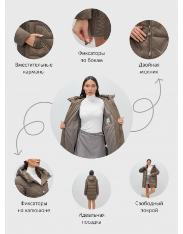 Тёплый женский пуховик с капюшоном для зимы