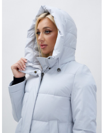 Длинный зимний пуховик с капюшоном для женщин.