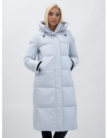 Длинный зимний пуховик с капюшоном для женщин.