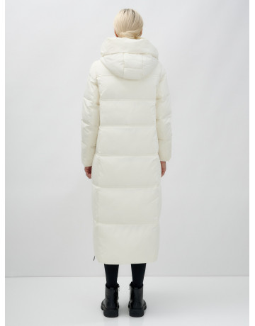 Длинный зимний пуховик с капюшоном для женщин.