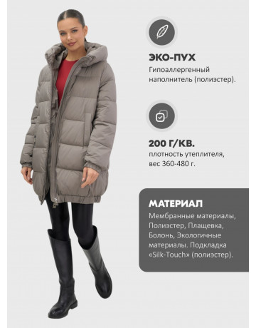 Женская зимняя куртка с капюшоном на резинке, утеплённая, больших размеров.