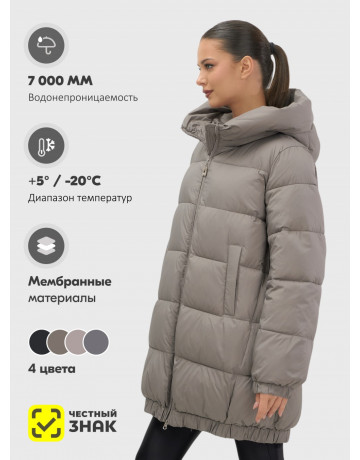 Женская зимняя куртка с капюшоном на резинке, утеплённая, больших размеров.