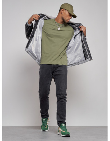 Мужская зимняя куртка из экокожи с капюшоном