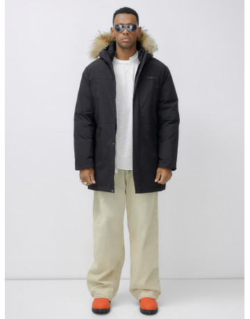 Мужская зимняя парка с мехом енота для активного отдыха и прогулок.