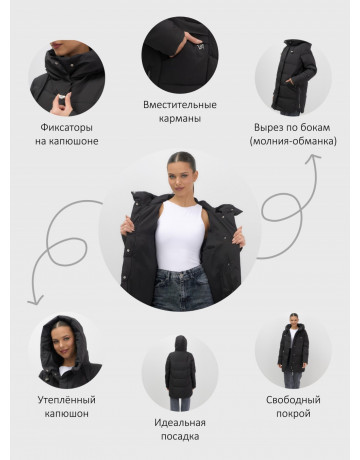 Женская утеплённая куртка с капюшоном для осени и зимы, свободный покрой.