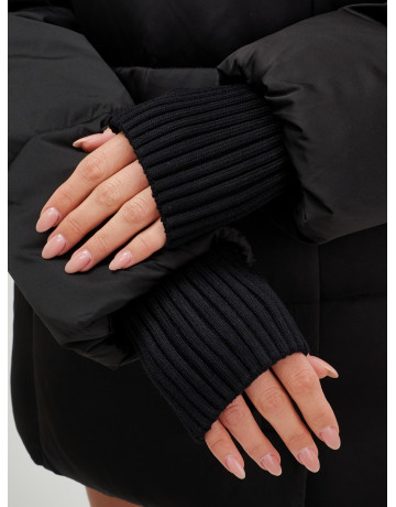 Пуховик с мехом песца, зима 2025, свободный крой