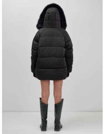 Пуховик с мехом песца, зима 2025, свободный крой