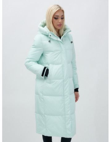 Длинный зимний пуховик для женщин с капюшоном.