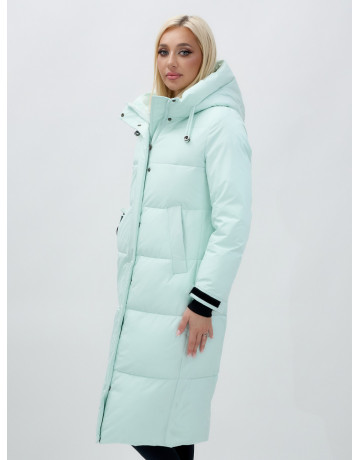 Длинный зимний пуховик для женщин с капюшоном.
