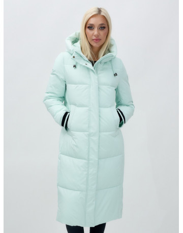 Длинный зимний пуховик для женщин с капюшоном.