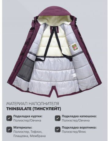 Женская зимняя парка с капюшоном для активного образа жизни.