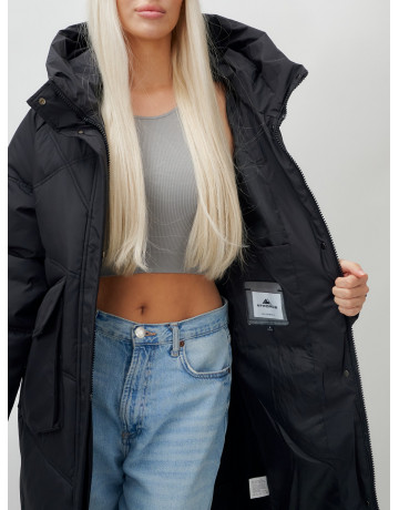 Женский длинный пуховик с капюшоном «Летучая мышь»