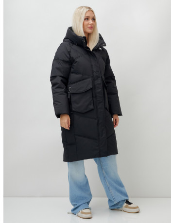 Женский длинный пуховик с капюшоном «Летучая мышь»