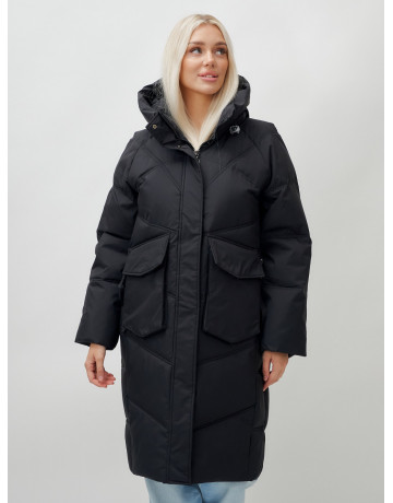 Женский длинный пуховик с капюшоном «Летучая мышь»