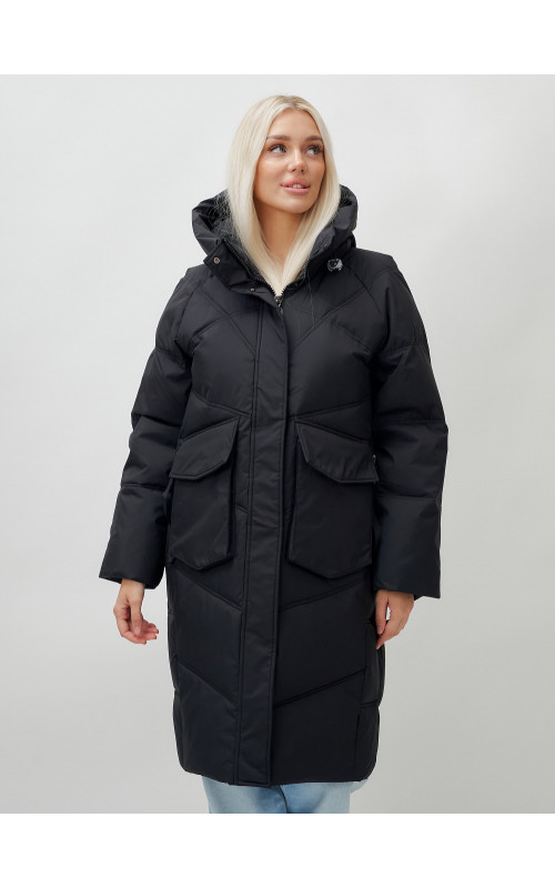 Женский длинный пуховик с капюшоном «Летучая мышь»