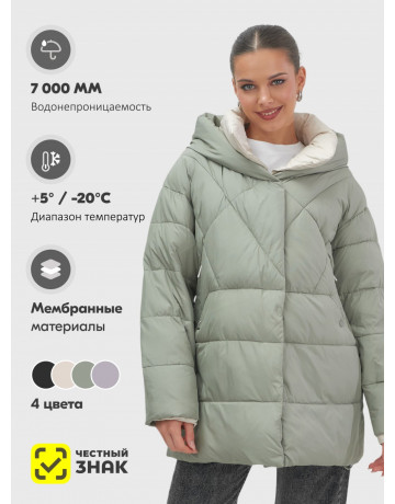 Тёплый женский пуховик с капюшоном для зимы большого размера.
